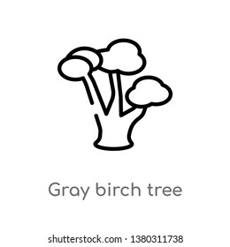 gray birch tree vector line icon. Simple element illustration. gray birch tree outline icon from nature concept. Can be used for web and mobile