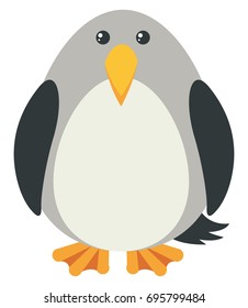 Gray bird with happy face illustration