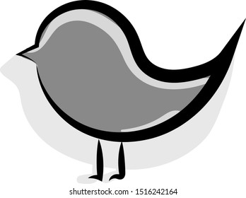 Pájaro gris, ilustración, vector sobre fondo blanco.