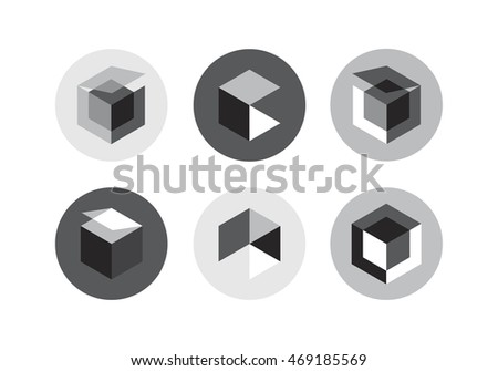 Gray and black 3d cubes or hexagons shaded as creative design elements in a geometric graphic idea or illustration vector symbol