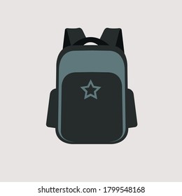 Gray and black backpack with a star 