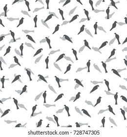 gray and black birds on a white background.seamless pattern, Modern stylish texture. Monochrome  graphic design.
