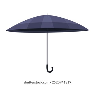 Gray black man umbrella for rainy autumn or spring weather. Flat vector illustration isolated on transparent background.