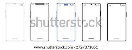 Gray and black mobile phone mockup devices. Set smartphones with blank screen for advertisement. Vector illustration