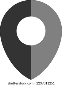 Icono De Señal Del Pin Del Puntero De Lugar Con Sombreado De Estilo 3D Y Negro Gris. Imagen vectorial.