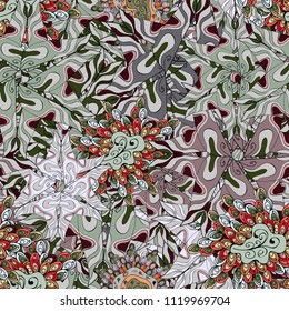 Gray, black, neutral and green on colors. Cute background. It can be used on wallpaper, wrapping boxes, mug prints, baby apparels etc. Doodles pattern. Seamless pattern Nice fabric pattern. Vector art
