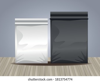 gray and black packings bags products icons vector illustration design