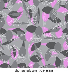 gray, black, pink and white leaves on a gray background, modern stylish texture.
Freehand drawing vector  with doodles. modern seamless pattern.

