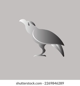 Gray black raven, isolated on gray brown background, Raven bird vector illustration