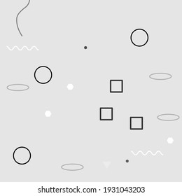 Gray Black Silver Digital Geometrical Art Illustration. Shadows Polygon Calm Vector Illustration. Pastel Oval Square White Modern Style Simple Hipster Art. Triangle Chaos Grey Ornamental Fabrics.