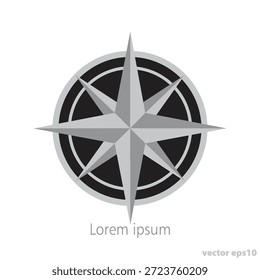 Plantilla de logo rosa de brújula con estilo gris y negro.