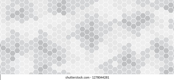 Gray, black, white beehive background. Honeycomb, bees hive cells pattern. Bee honey shapes. Vector geometric seamless texture symbol. Hexagon, hexagonal raster, mosaic cell sign or icon. Gradation.