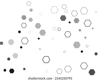 Gray, Black, White Beehive Background. Honeycomb, Bees Hive Cells Pattern. Abstract White Vector Wallpaper With Hexagon Grid.