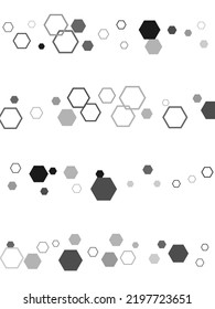 Gray, Black, White Beehive Background. Hexagon, Hexagonal Raster, Mosaic Cell Sign Or Icon. Gradation. Abstract White Vector Wallpaper With Hexagon Grid.