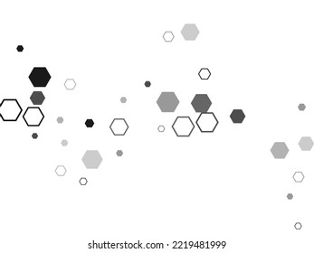 Gray, black, white beehive background. Honeycomb, bees hive cells pattern. Bee honey shapes. Vector geometric seamless texture symbol. 
