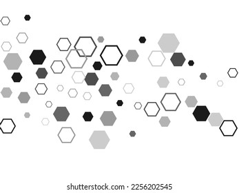 Gray, black, white beehive background. Honeycomb, bees hive cells pattern. Abstract white vector wallpaper with hexagon grid.