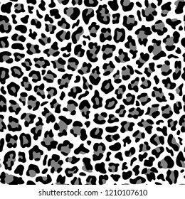 Gray, Black and White Leopard Fashion Seamless Pattern