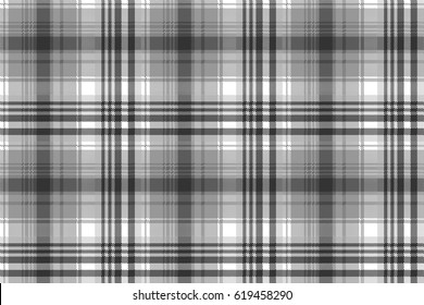 Gray Black White Pixel Check Plaid Seamless Pattern. Vector Illustration