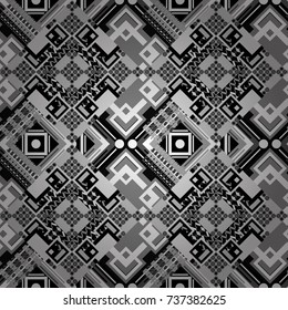 Gray, black and white texture. A seamless background. Abstract ornament. Wallpaper in the geometrical style. Graphic vector pattern.