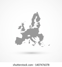 Gray blank vector European Union (EU) map. Isolated on white background.