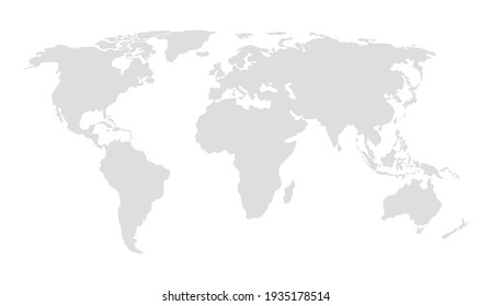 Gray blank vector map of the world isolated on white background. Flat Earth, Globe worldmap icon.
