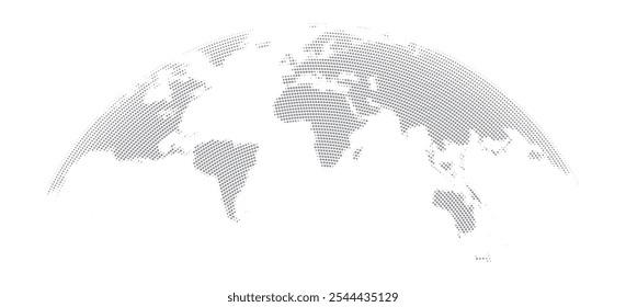 Mapa de vetor branco cinza do mundo em estilo de meio tom isolado no fundo branco. Plana Terra, Modelo de projeto de mapa de mundo globo