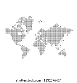 Gray blank vector world map. Isolated on white background.