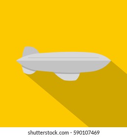 Gray blimp aircraft flying icon. Flat illustration of gray blimp aircraft flying vector icon for web isolated on yellow background