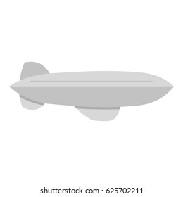 Gray blimp aircraft flying icon flat isolated on white background vector illustration