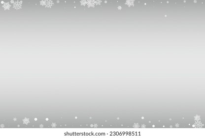 Gray Blizzard Vector Silver Background. Falling Snow Illustration. White Abstract Transparent. Magic Snowflake Pattern.