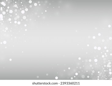 Gray Blizzard Vector Silver Background. Christmas Snowflake Backdrop. Winter Holiday Design. Xmas Snowfall Holiday.
