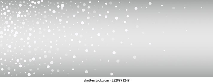 Gray Blizzard Vector Silver Panoramic Background. Fantasy Snow Texture. White Falling Card. Sky Snowflake Holiday.
