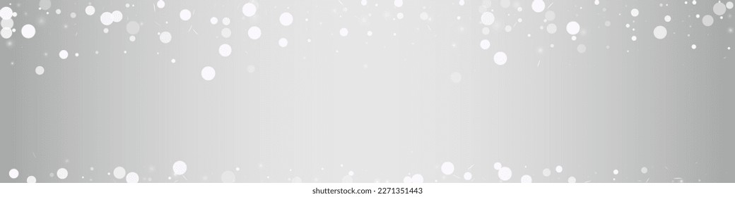 Gray Blizzard Vector Silver Panoramic Background. Holiday Snowfall Transparent. Winter Sky Illustration. Abstract Snowflake Card.