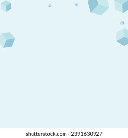 Gray Block Background Blue Vector. Box Empty Illustration. Sky Blue Cubic Template Design. Isometric Template. White Shape Polygon.