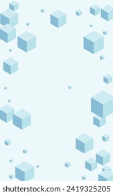 Gray Block Background Blue Vector. Box Isolated Design. Grey Cubic Abstract Texture. Creative Illustration. White Isometric Square.