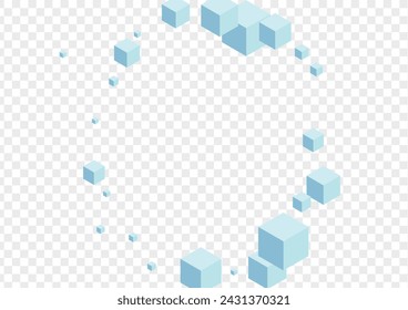 Gray Block Background Transparent Vector. Cubic Flying Illustration. Monochrome Geometric Group Design. Explosion Texture. White Modern Cube.