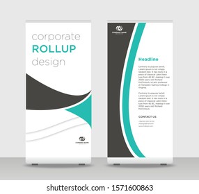 Gray blue Abstract Shapes Modern Exhibition Advertising Trend Business Roll Up Banner Stand Poster Brochure flat design template creative concept. Gray blue Roll Up EPS. Presentation Cover