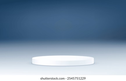Gray and blue background vector 3d with white podium. 3D abstract studio room with pedestal podium. Space for selling products on the website. Vector illustration.