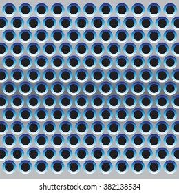 Gray and blue circle mesh pattern on black background vector illustration.