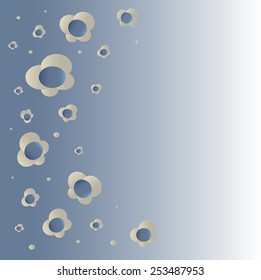Gray - blue flowers on a blue background. Vector illustration.