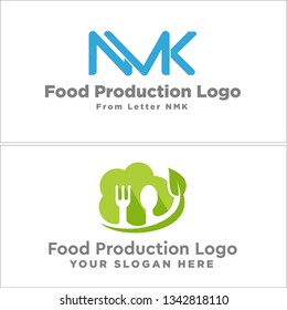 Gray blue green line art fork spoon leaf swash combination mark logo design concept suitable for food production consulting beverage health nature industry