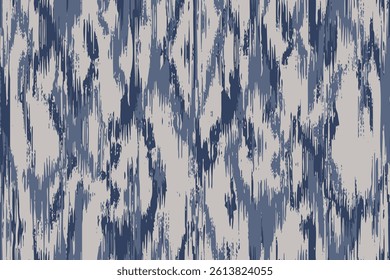Gray blue ikat glitch pattern, blur cloth brush flow stripe sketch abstract fabric seamless grunge print traditional ornament hand canvas texture stroke draw dot wave dynamic vertical repeat