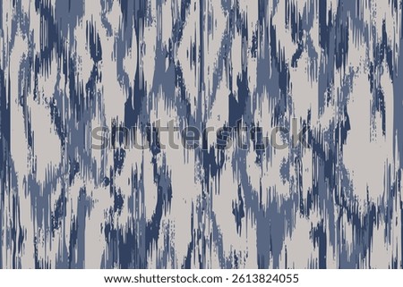 Gray blue ikat glitch pattern, blur cloth brush flow stripe sketch abstract fabric seamless grunge print traditional ornament hand canvas texture stroke draw dot wave dynamic vertical repeat