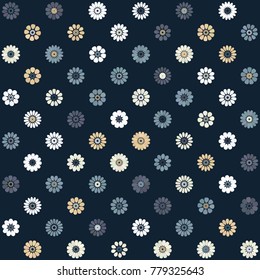 Graublau latte beige floriert nahtlos auf dunkler Marine. Moderne, abstrakte, geometrische Ornamente aus dem Mittelalter für Drucke, Textilien, Gewebe, Umhüllung, Deckel, Grußkarte