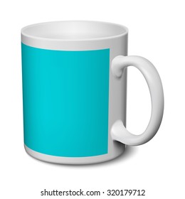 Gray and blue mug realistic 3D mockup on a white background vector illustration