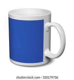 Gray and blue mug realistic 3D mockup on a white background vector illustration
