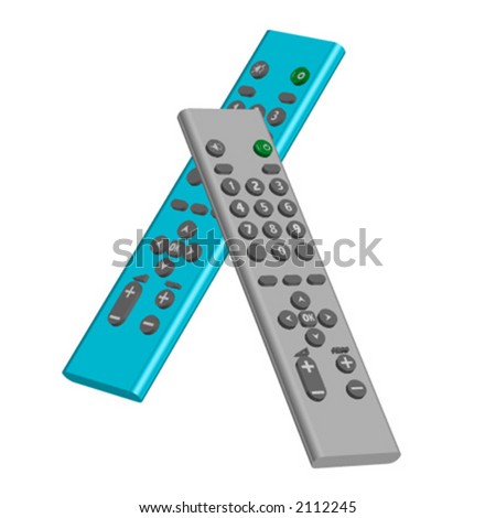 Gray and blue remote controls