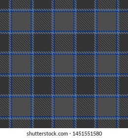 Gray and Blue Tartan Plaid Scottish Seamless Pattern. Texture from tartan, plaid, tablecloths, shirts, clothes, dresses, bedding, blankets and other textile.