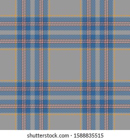 Gray and Blue Tartan Plaid Scottish Seamless Pattern. Texture from tartan, plaid, tablecloths, shirts, clothes, dresses, bedding, blankets and other textile.