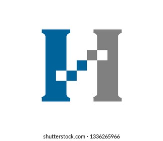 gray and blue typography pixel logo design